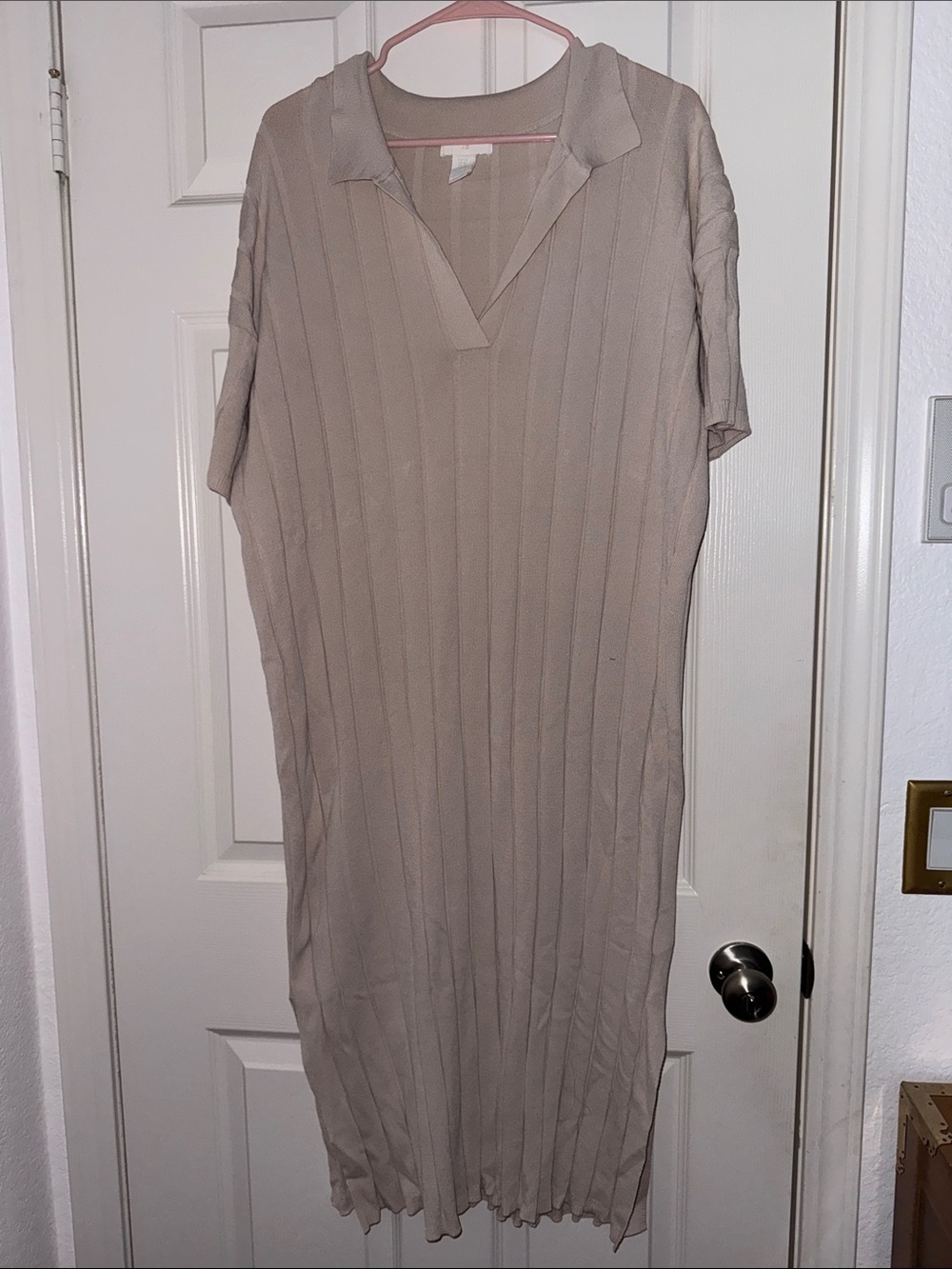 H&M Taupe Ribbed Maxi Dress